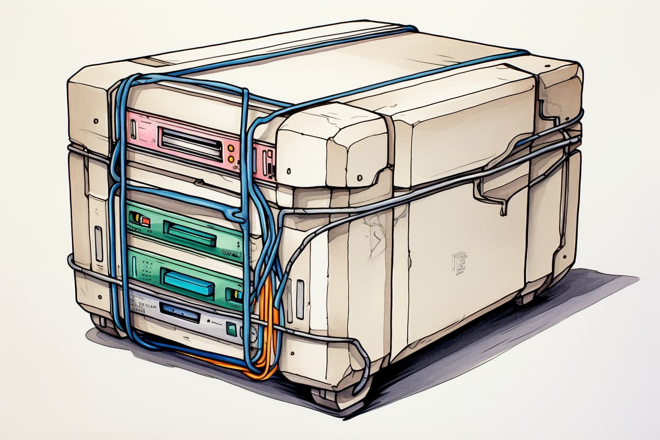 Moderne technische Box mit wichtigem Inhalt