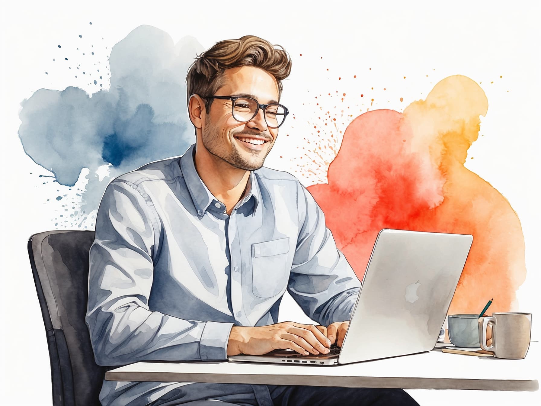 Ein Arbeiter am Computer zur Übwachung der manuellen Datenbereinigung