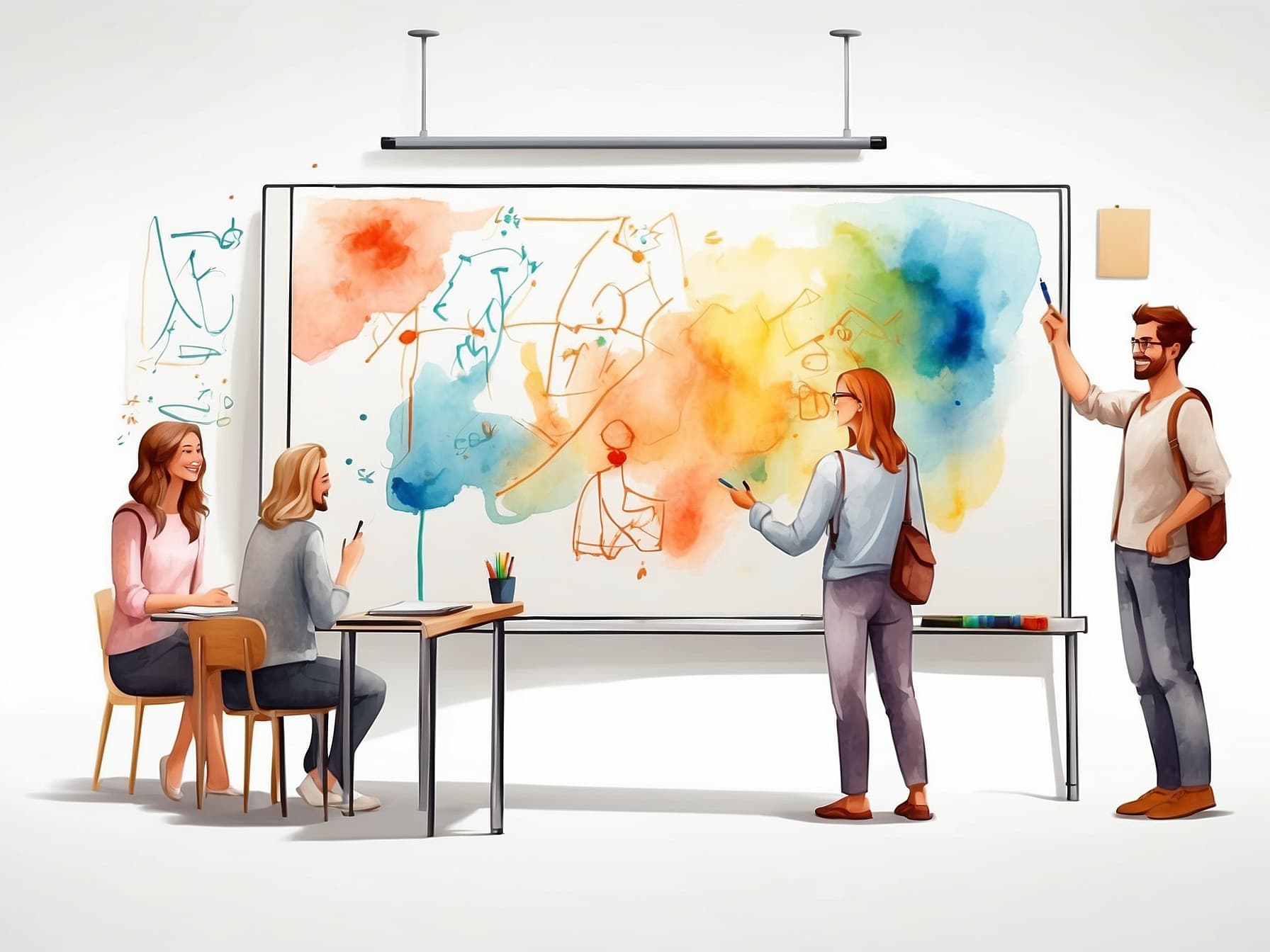 Schüler arbeiten an der Tafel