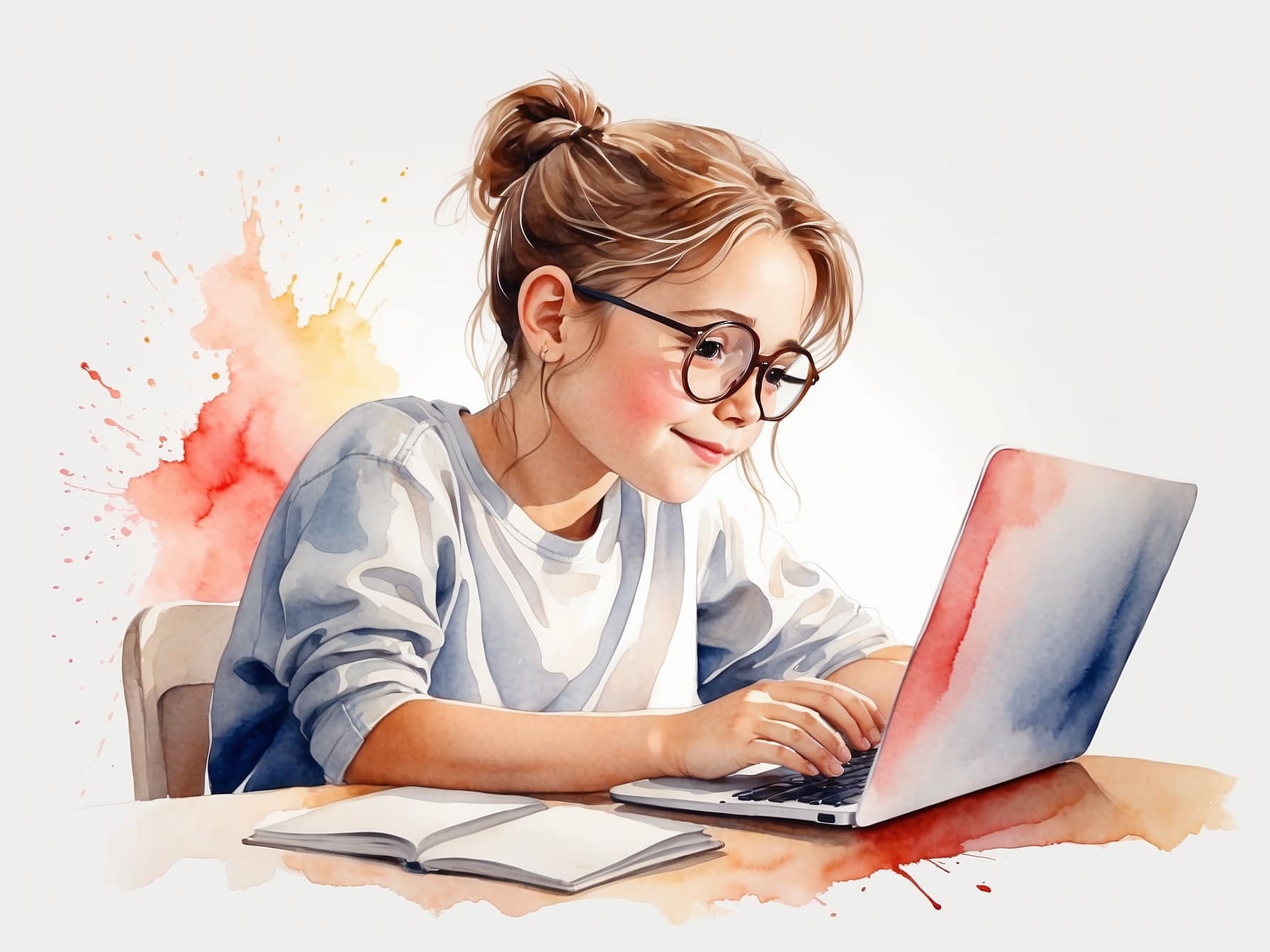 Eine Schülerin lernt am Laptop
