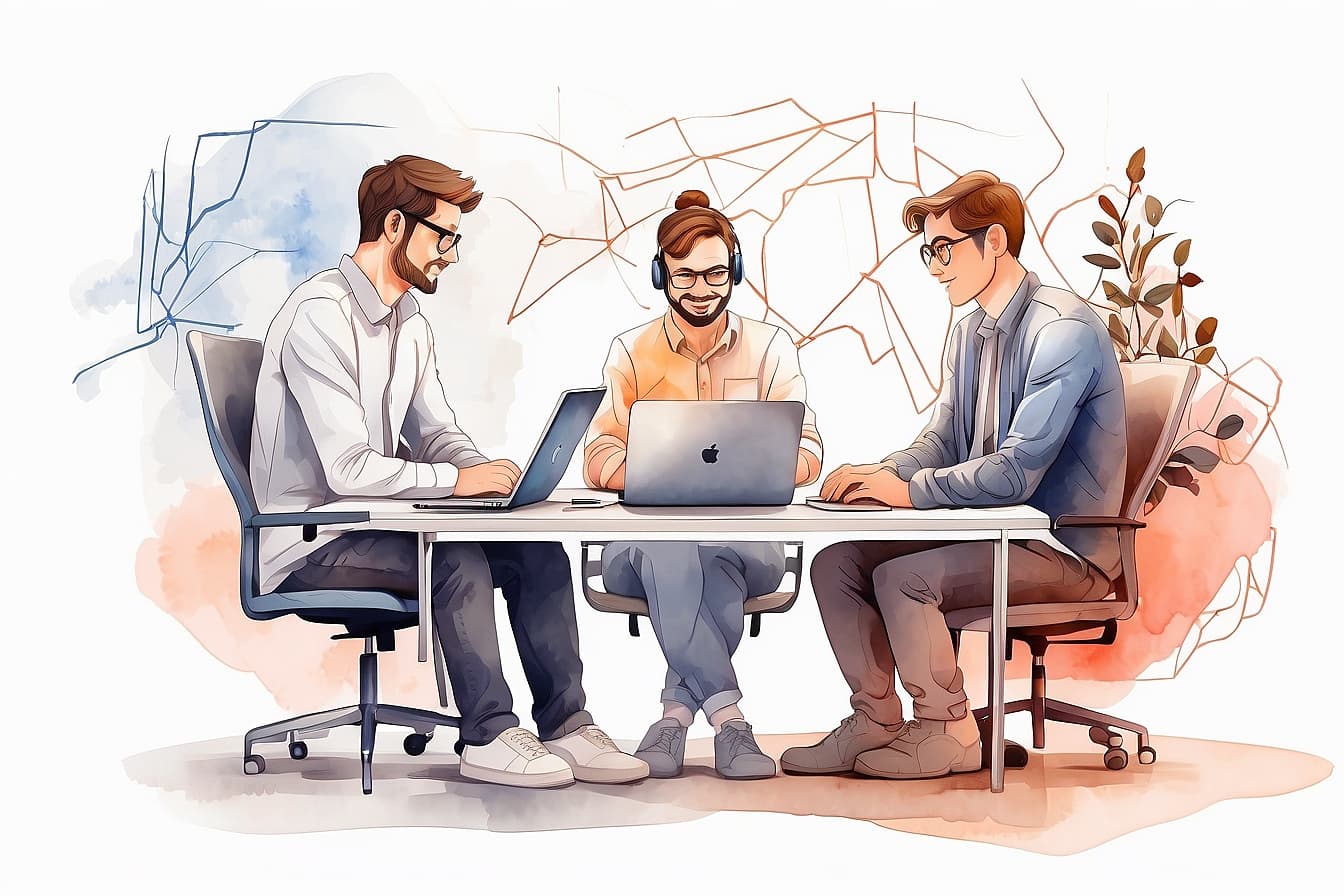 KI Implementierung von drei Profis