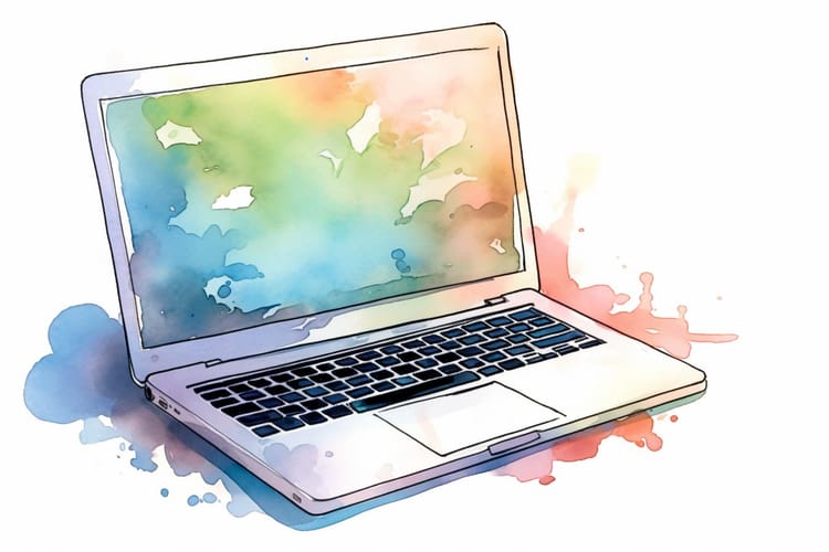 Laptop bunt dargestellt