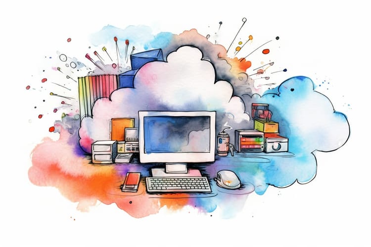 Moderne Interpretation eines Arbeitsplatzes handgezeichnet