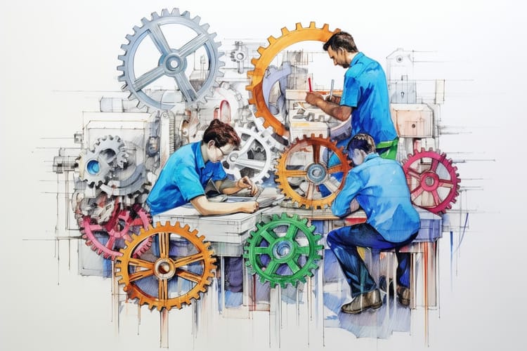 Komplexe Zahnräder bilden ein System