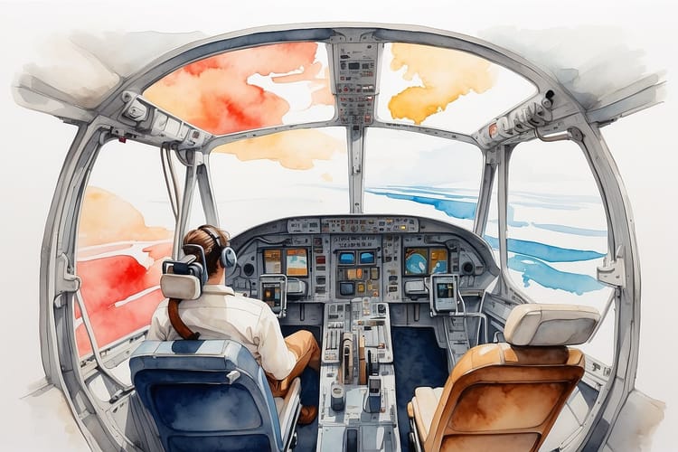 Ein Pilot im Flugzeug-Cockpit