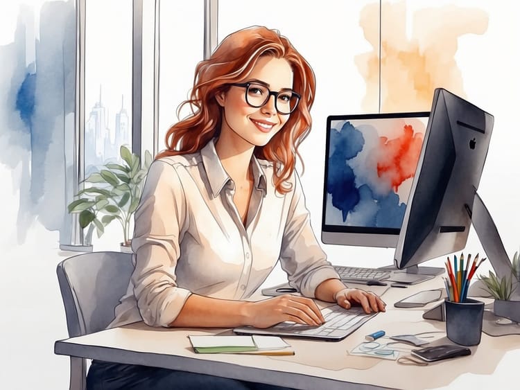 Eine Kollegin arbeitet mit Automatisierungstools am Computer