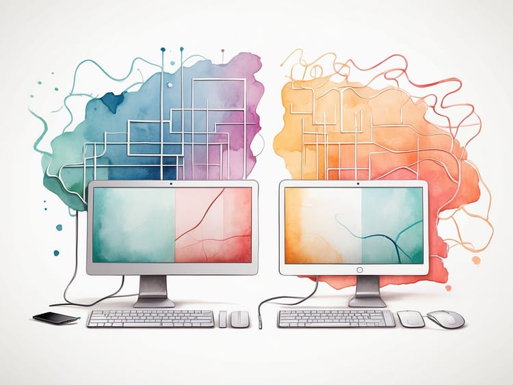 Zwei Computer mit Schulverwaltungssoftware