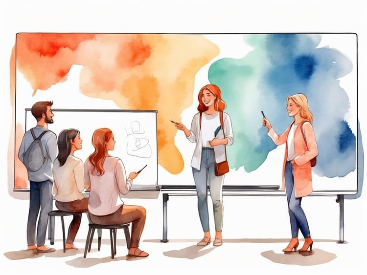 Schüler an einem modernen Whiteboard beim Brainstorming